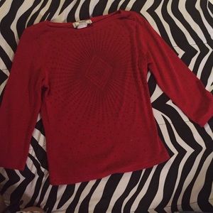 Red short sleeve blouse